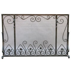 Vintage Large Scale Wrought Iron Fire Screen
