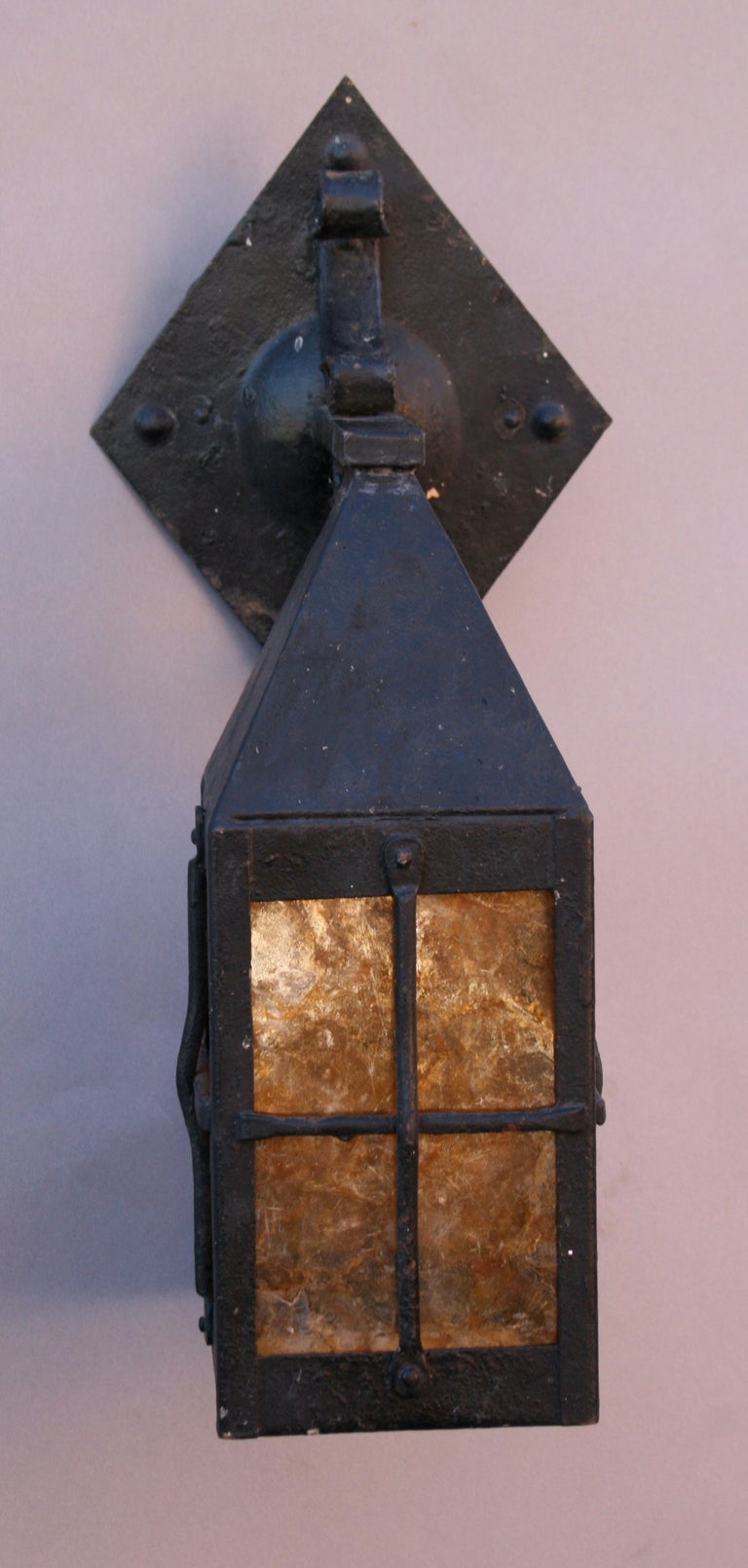 Wrought Iron Outdoor Lantern In Good Condition In Pasadena, CA