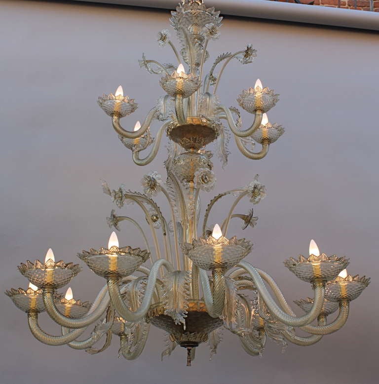 Imposing Antique, 1920s Two-Tier Murano Chandelier For Sale 1