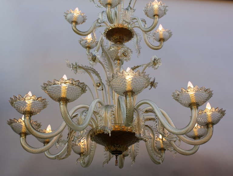 Italian Imposing Antique, 1920s Two-Tier Murano Chandelier For Sale