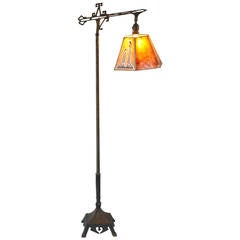 1920's Bridge Lamp With Mica Shade