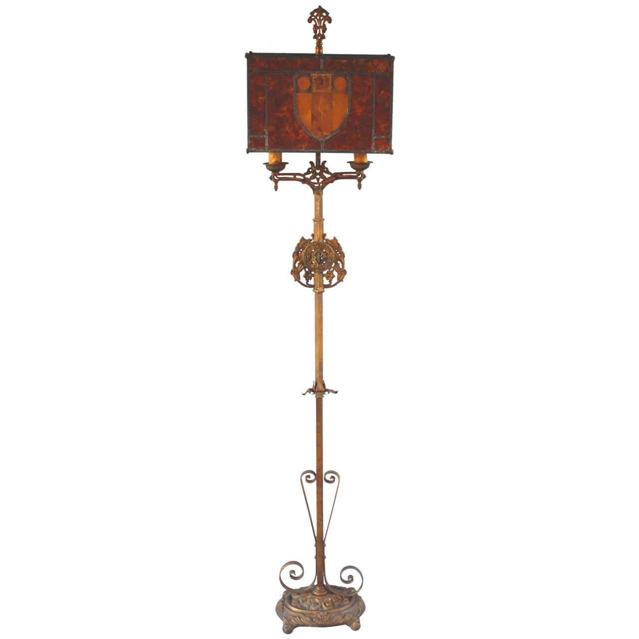1920s Beautiful Tall Mica Floor Lamp