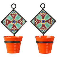 Pair of Gladding Tiled Wall Pot Holders