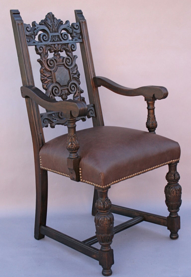 Set of Six 1920's Spanish Revival Chairs In Excellent Condition In Pasadena, CA