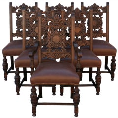 Set of Six 1920's Spanish Revival Chairs