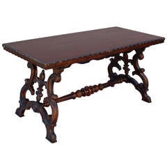 Antique 1920s Elegant Side Table with Splayed Carved Legs