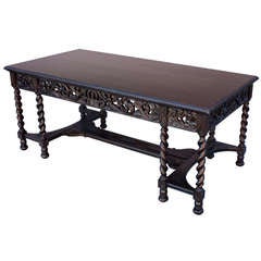 1920s Large Carved Library Table/Desk