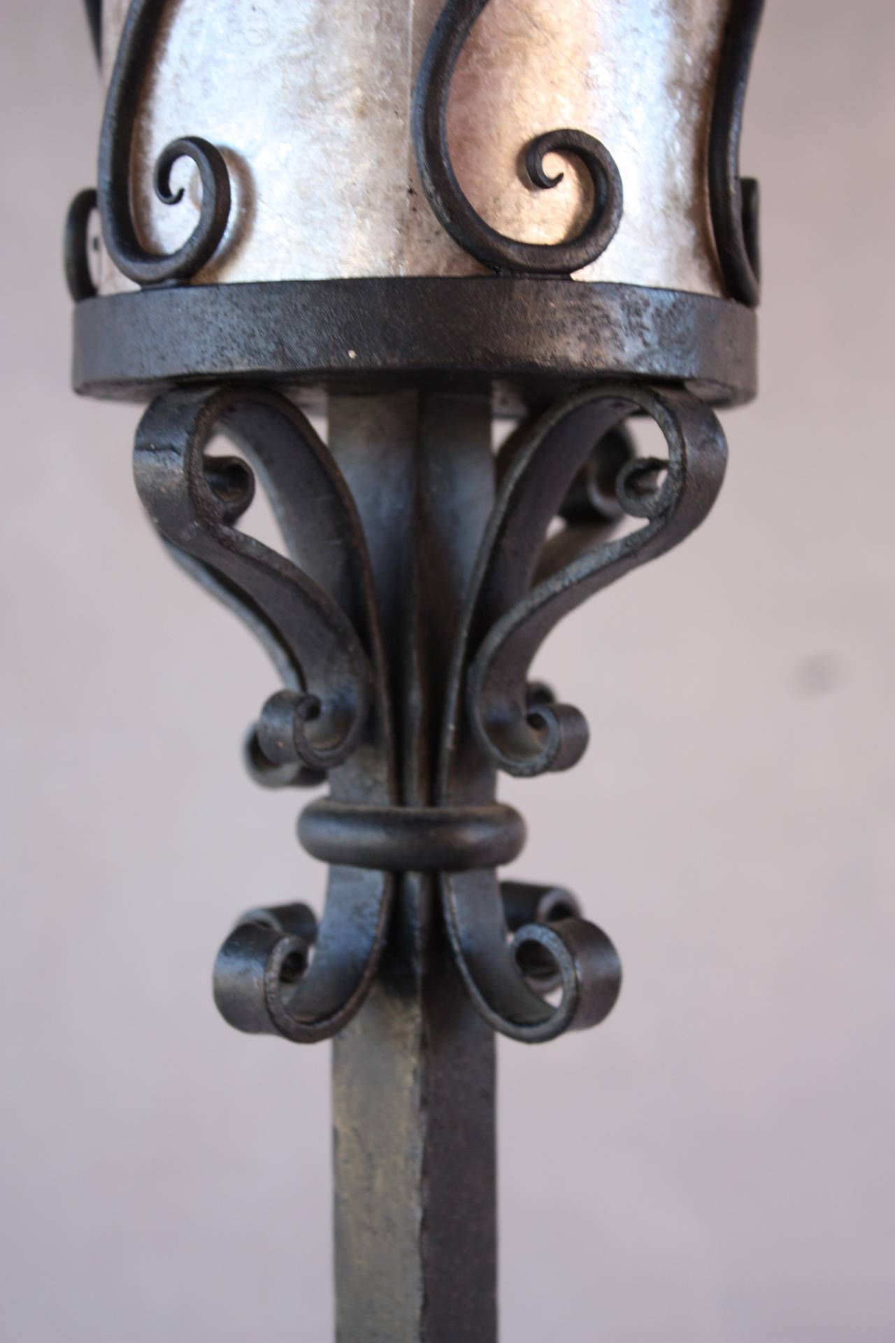 Spanish Colonial Pair of Wrought Iron Simple Torchieres