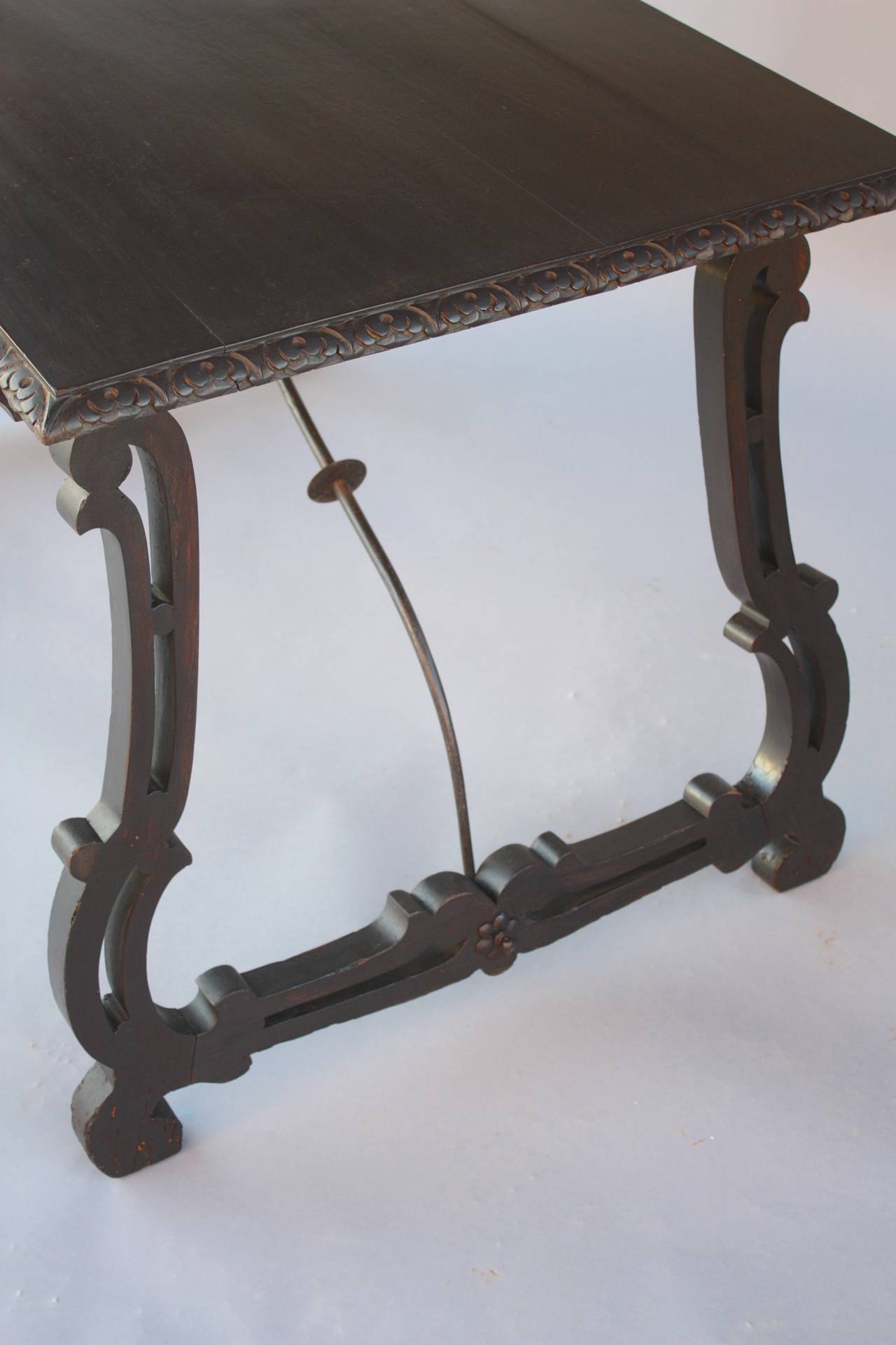20th Century Spanish Colonial Iron Trestle Table Desk