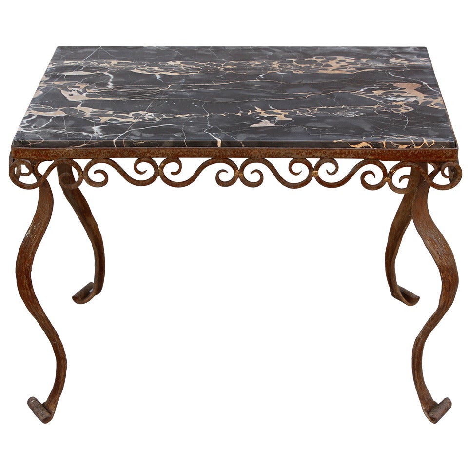 1920s Marble Top Iron Table at 1stDibs