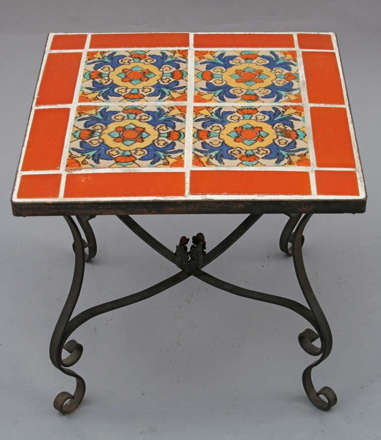 Lovely iron tile table from the 1930. Vibrant California tiles.
