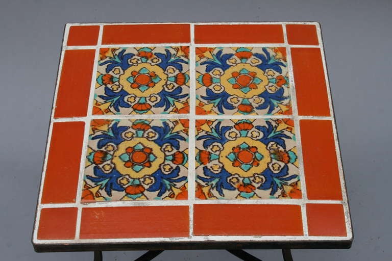 1930s Early California Tile Table with Iron Base In Excellent Condition In Pasadena, CA