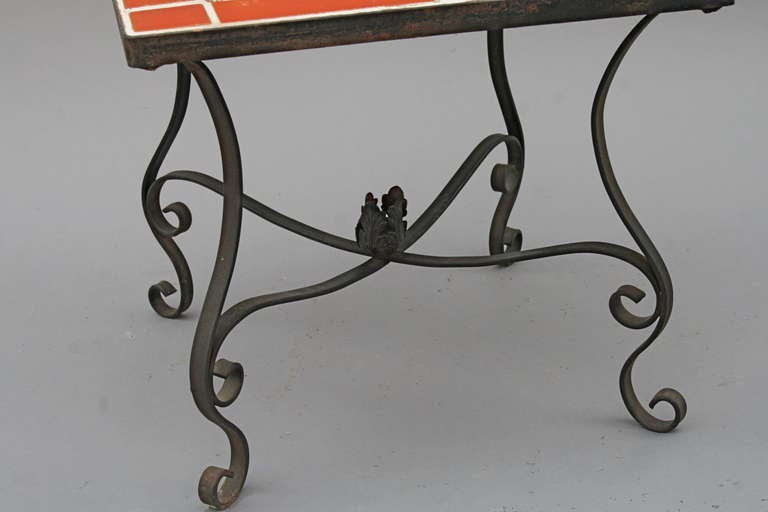 Mid-20th Century 1930s Early California Tile Table with Iron Base