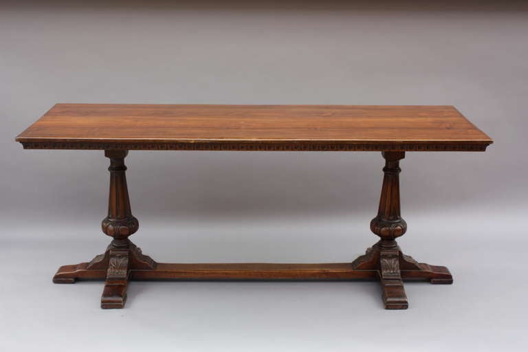 Spanish Colonial Long Antique Walnut Console Table
