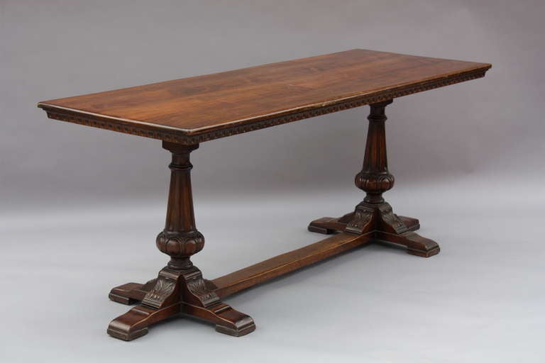 American Long Antique Walnut Console Table