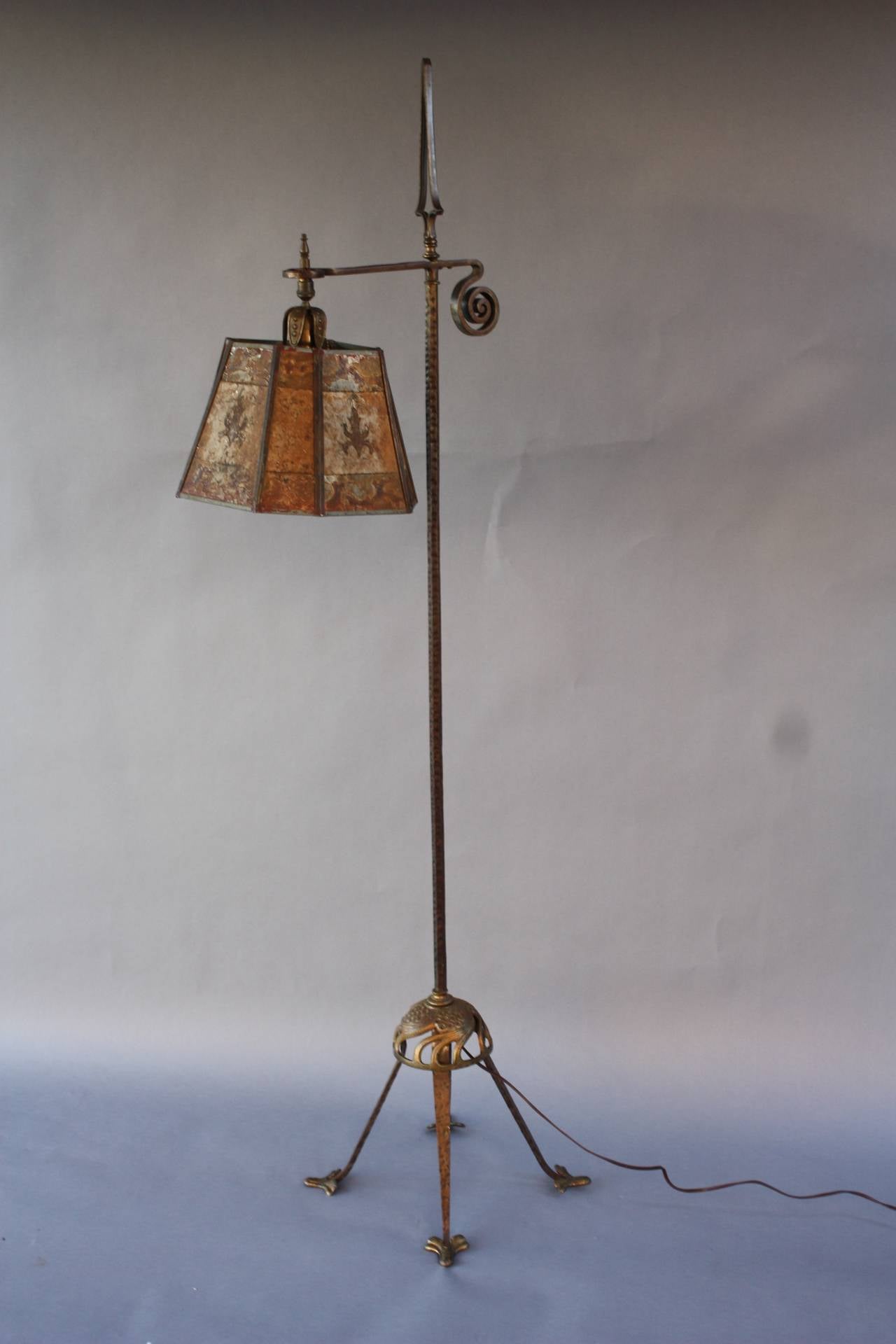 Circa 1920's. Fantastic floor lamp with exceptional metal work.