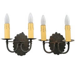 Pair Of Scalloped Double Sconces