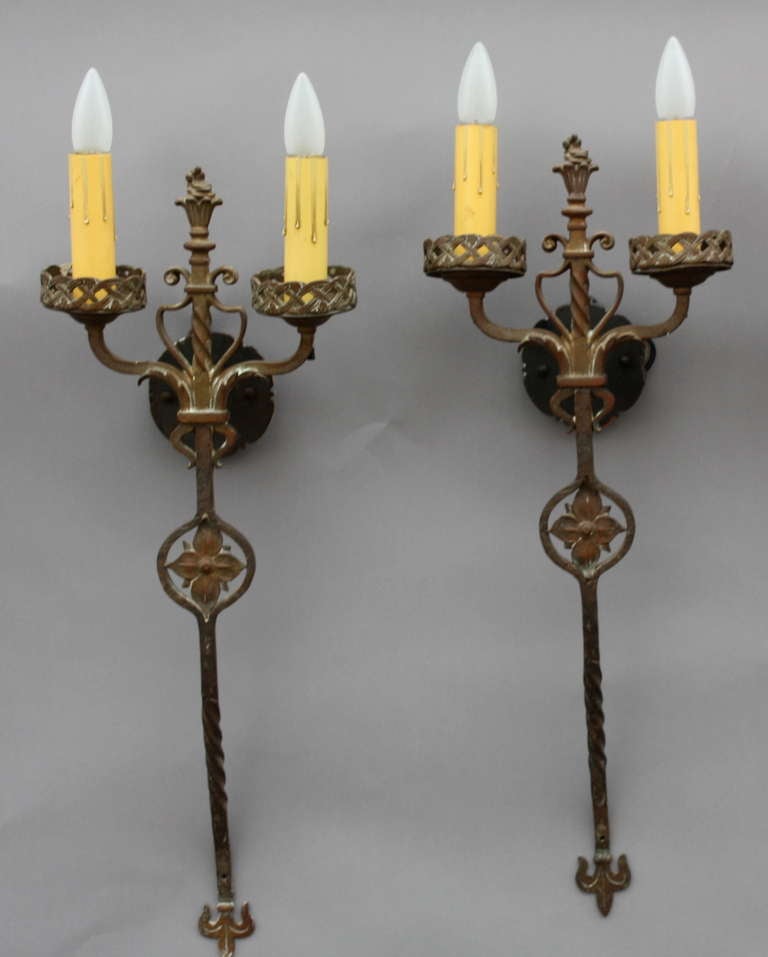 1920s Hard To Find Long Spanish Revival Sconces