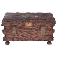 Outstanding Carved Trunk with Galleon Motif