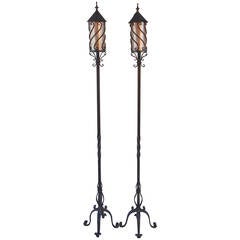 Pair of Wrought Iron Simple Torchieres