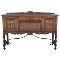 Walnut Sideboard with Wrought Iron Stretcher