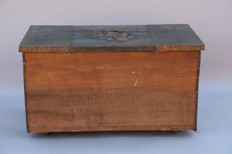 Copper-Clad Firewood Box w/ Repousse Galleon 1