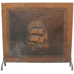 Copper Fire screen with Galleon