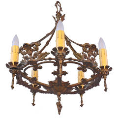 Elegant 1920s Chandelier with Intricate Casting