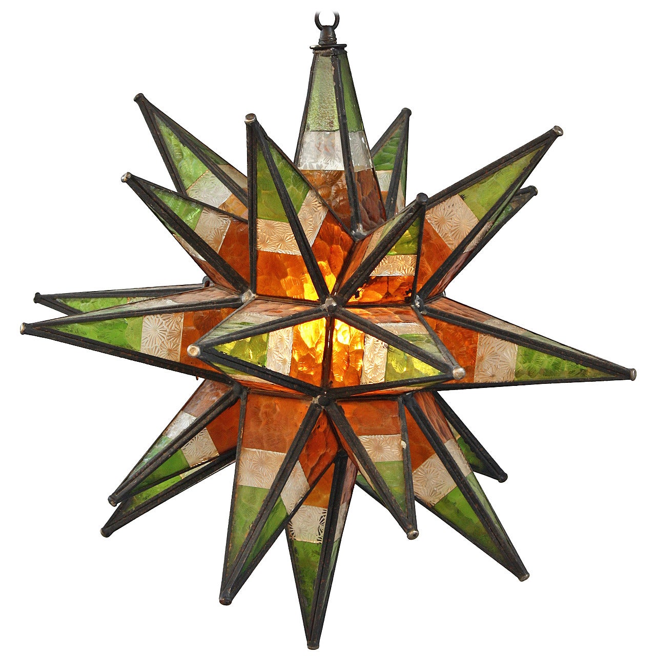 Striking 1930s Moravian Multi-Color Star Light