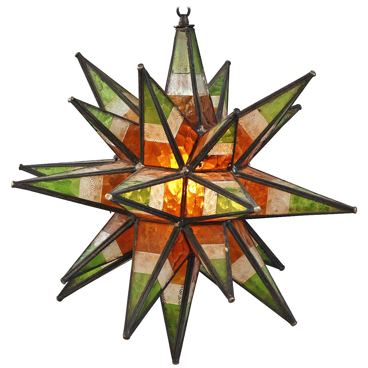 Striking 1930s Moravian Multi-Color Star Light at 1stDibs