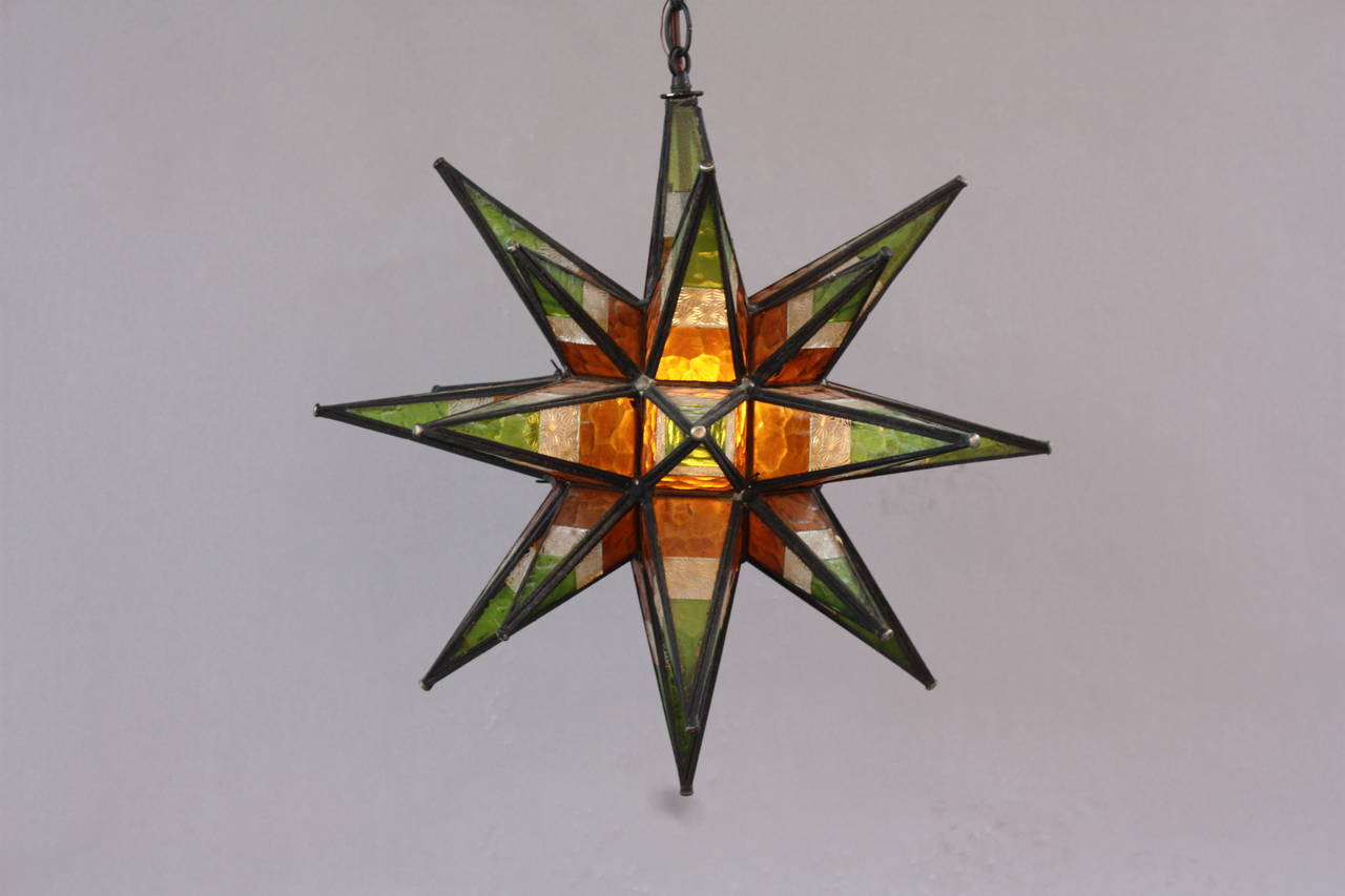 Striking 1930s Moravian Multi-Color Star Light 1