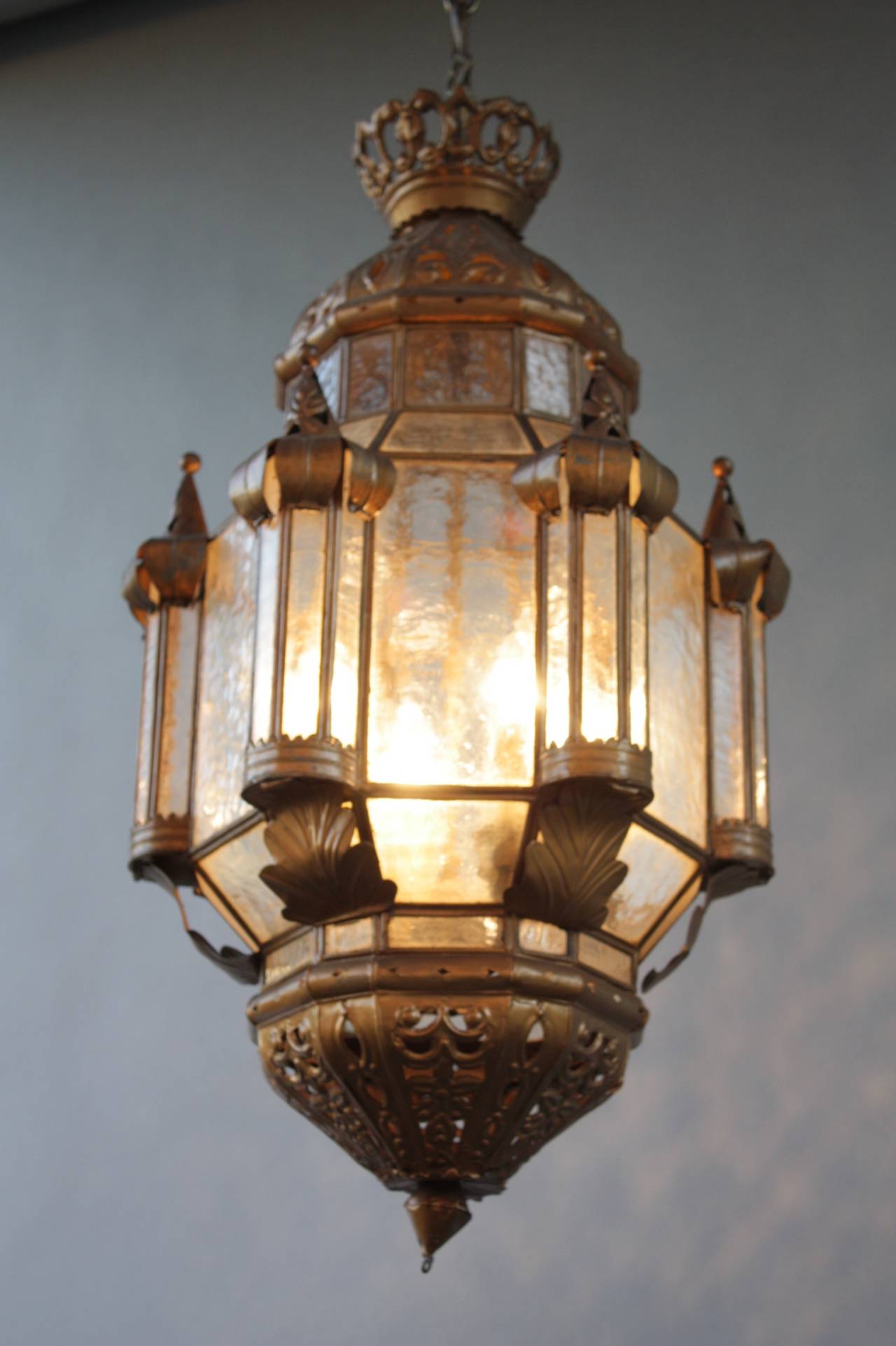 1920s Moorish Pendant with Four-Lights In Fair Condition In Pasadena, CA