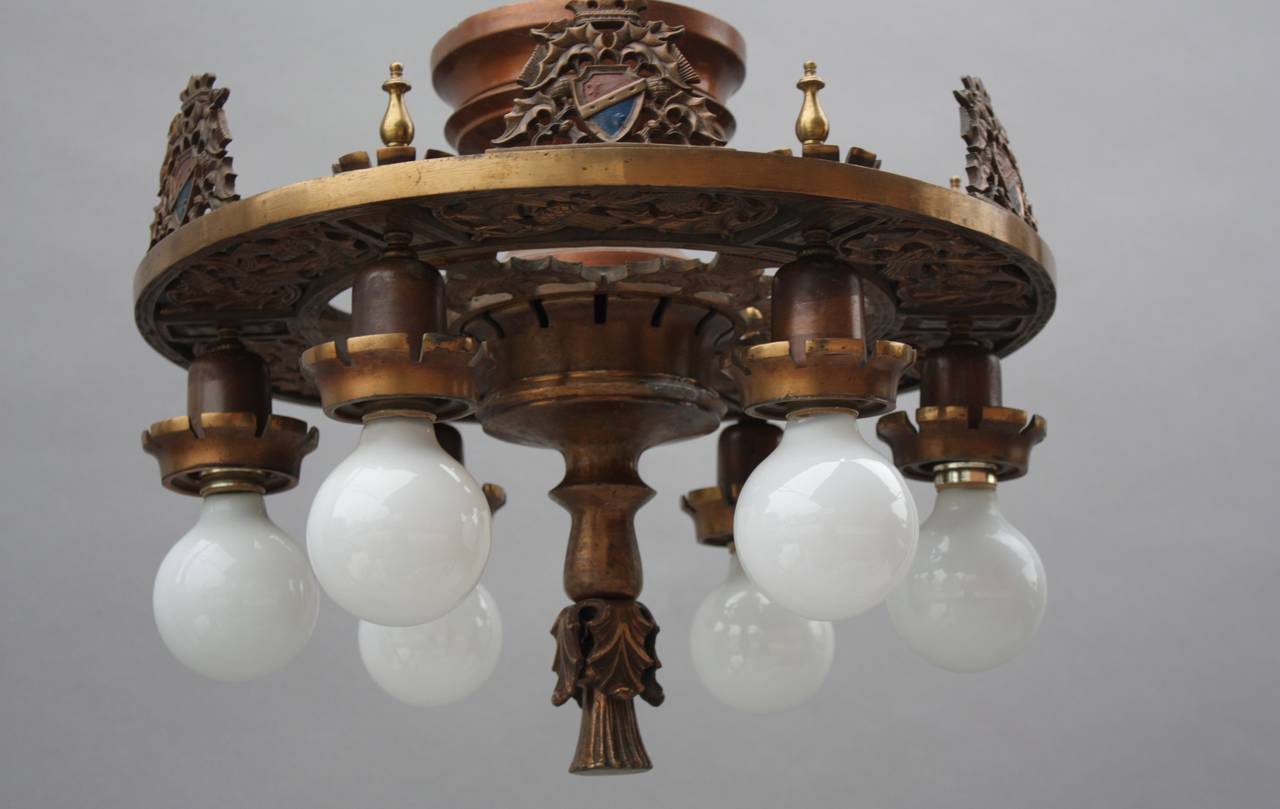 Early 20th Century 1920s Ceiling Mount with Thistle Motif