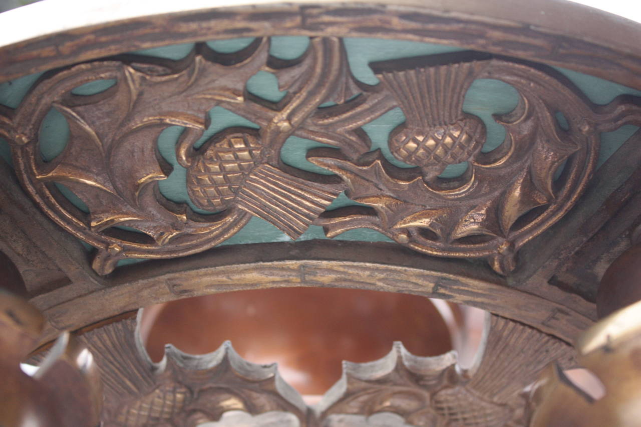 1920s Ceiling Mount with Thistle Motif In Good Condition In Pasadena, CA