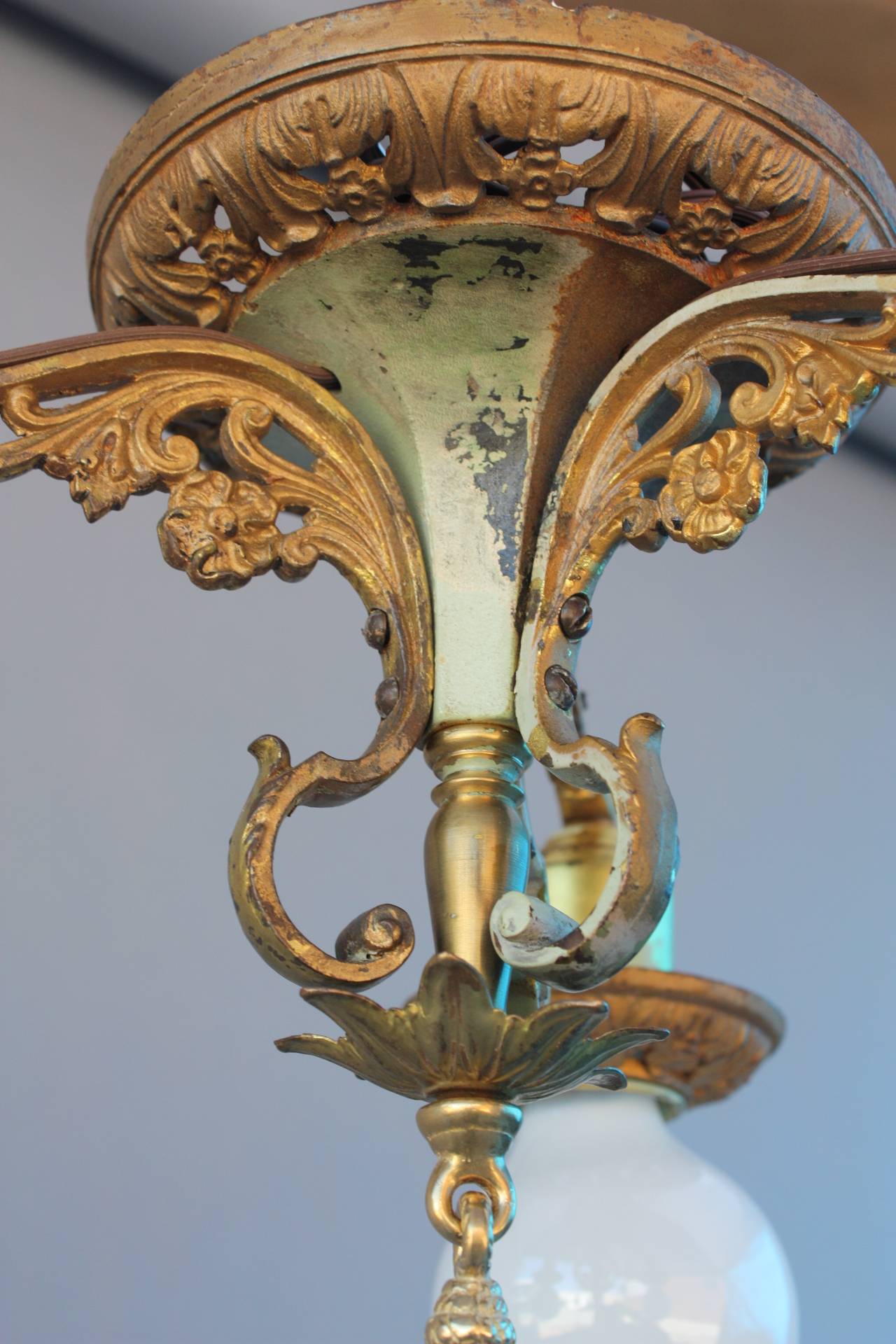Three-Light Ceiling Mount Fixture, 1920s, Spanish Revival In Good Condition In Pasadena, CA
