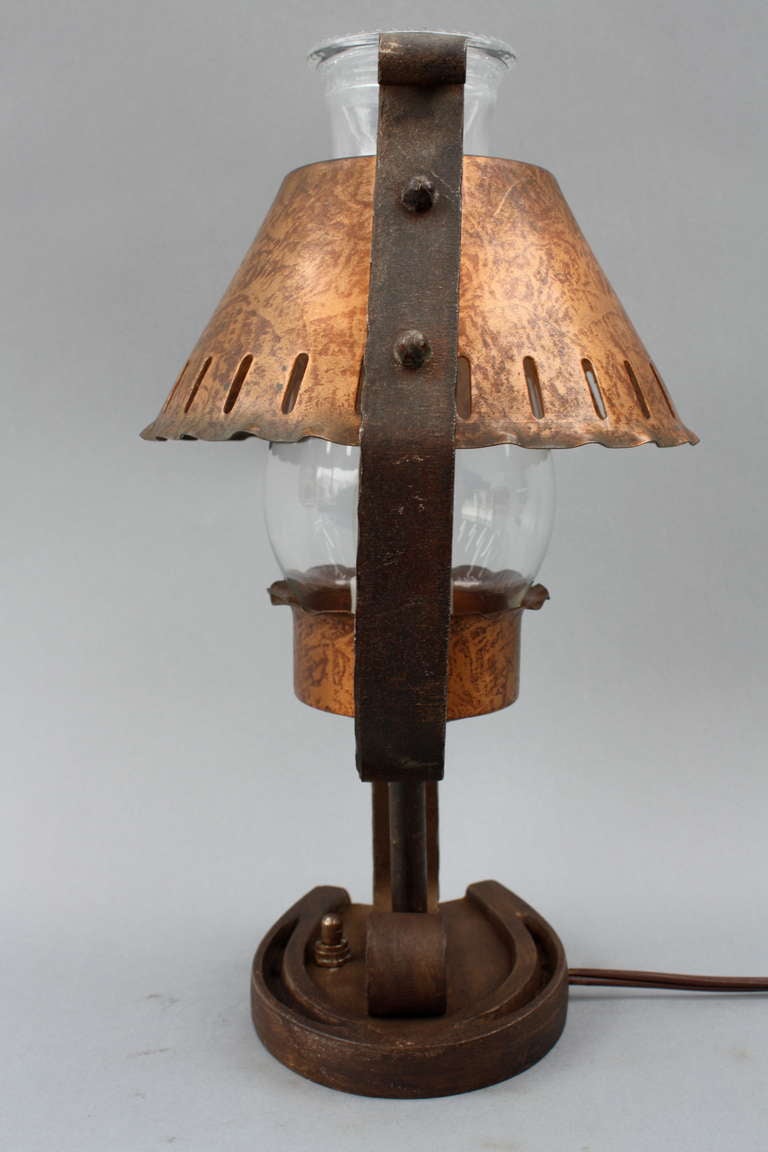Rancho Monterey 1930's Pair of Monterey Period Copper Shade Table Lamps