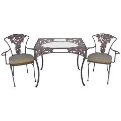 Vintage 1940s Pomegranate Patio Set, Table and Two Chairs
