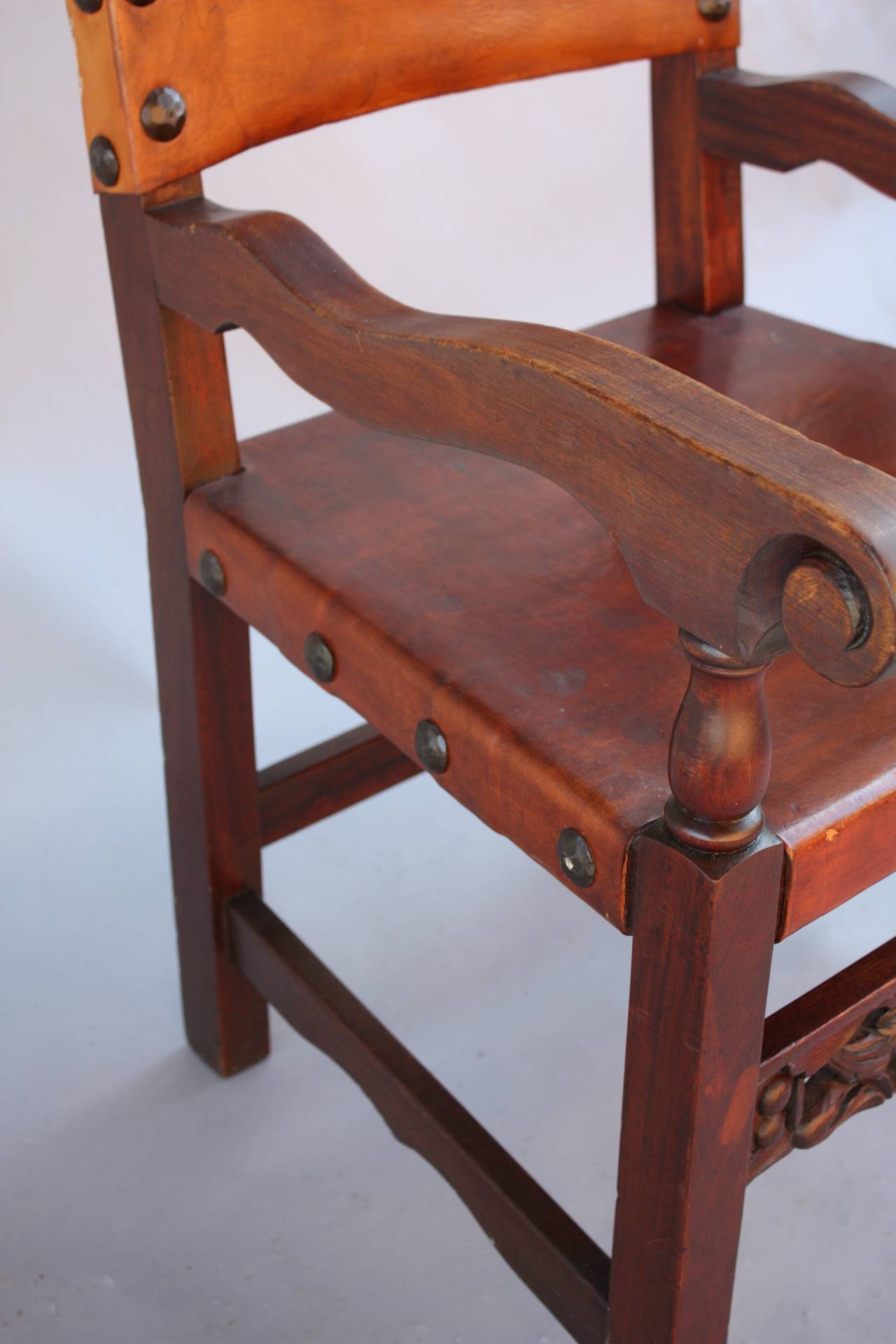 Early 20th Century Pair of 1920s Carved Armchairs with Bird Motif