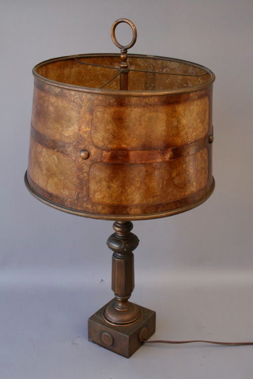Great 1920's Table Lamp with Two-Tone Mica Shade