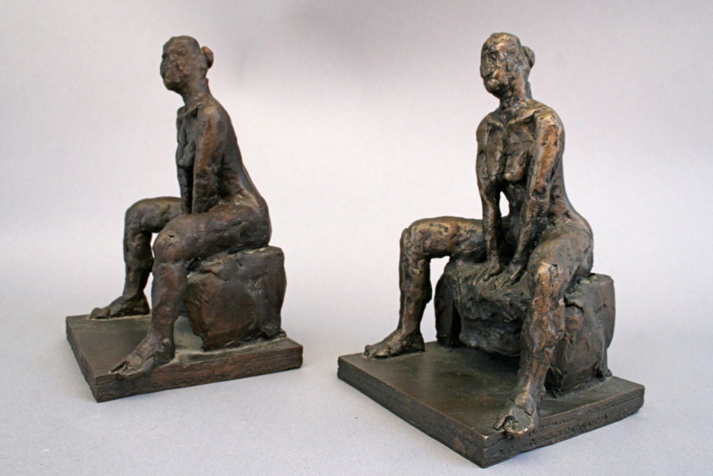 Pair of Nude Bronze Bookends