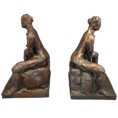 Pair of Nude Bronze Bookends