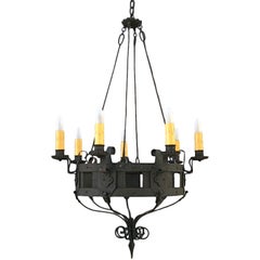 1920
s Wrought Iron Chandelier