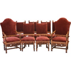 Impressive Set of 8 Mohair Dining Chairs