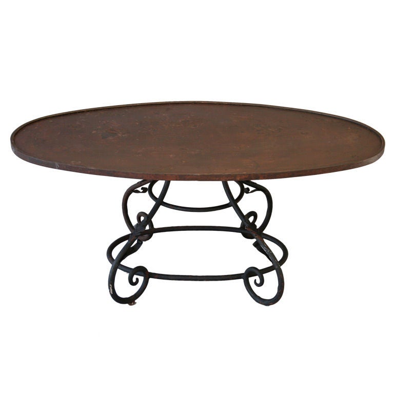 Oval Wrought Iron Coffee Table at 1stdibs