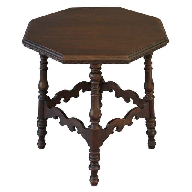 1920's Octoganal Walnut Side Table at 1stDibs