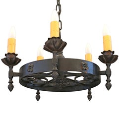 Spanish Revival Wrought Iron Chandelier