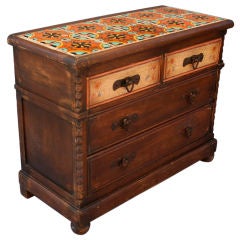 Antique Monterey Style Tiled Chest of Drawers