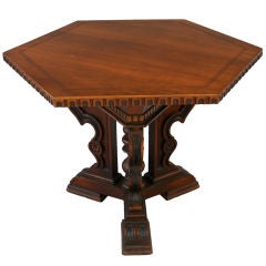 Antique Hexagonal Walnut Center Table