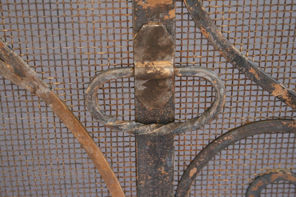 1920's Fire Screen with Iron Scrollwork 1