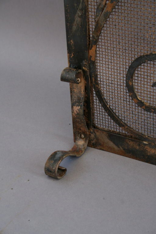 1920's Fire Screen with Iron Scrollwork 2